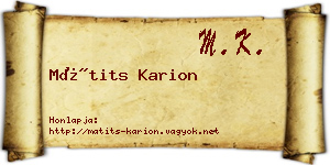 Mátits Karion névjegykártya